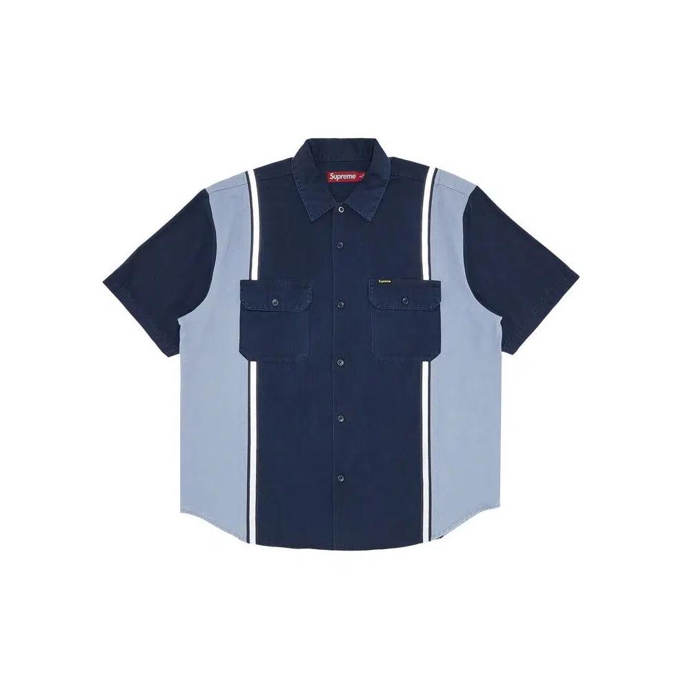 Овершоты Supreme Reflective Stripe Short-Sleeve Work Shirt 'Navy' 1