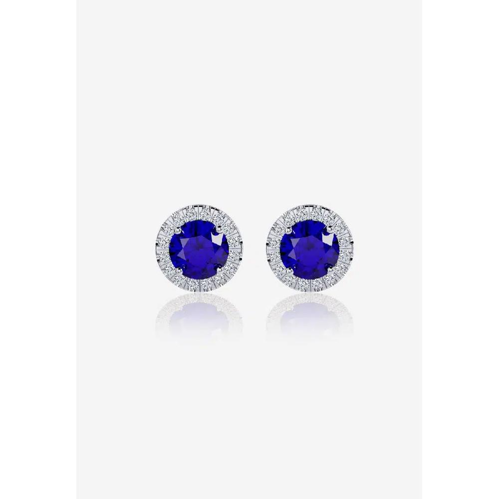 Серьги-гвоздики Vinstella Classic Halo с небесным сапфиром 2