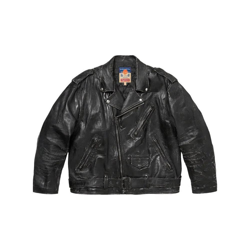 Кожаные куртки Supreme x blackmeans Painted Leather Motorcycle Jacket «Black» 1