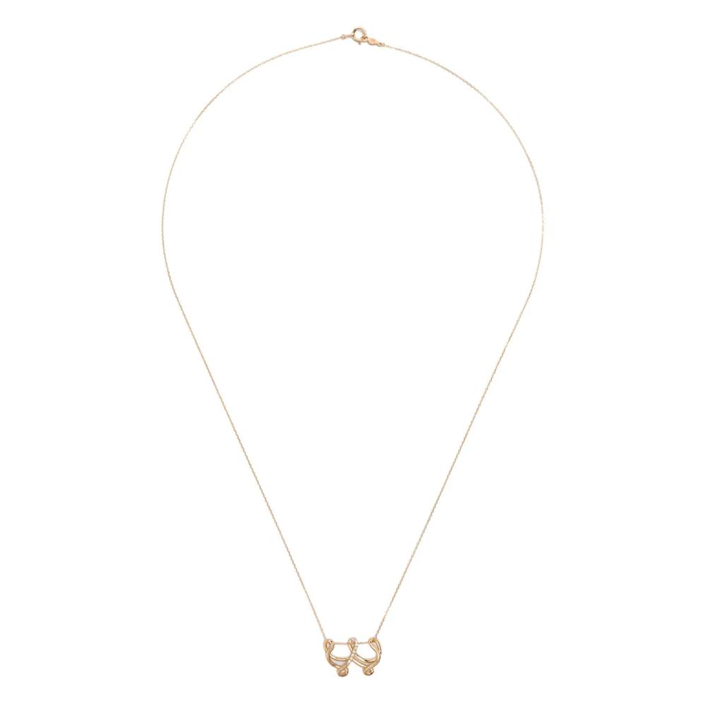 18K yellow gold Letter W diamond necklace 1