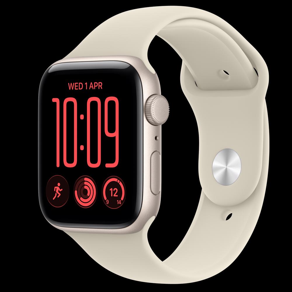 Apple Watch SE 3 44 мм, GPS, алюминий, Starlight, ремешок Sand Sport Band 1