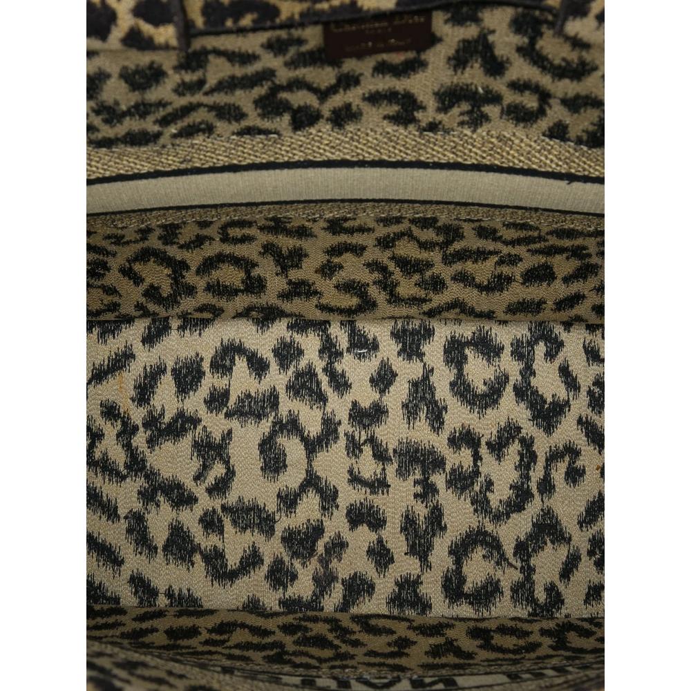 2021 Mizza Large Embroidered Canvas Leopard Book tote bag 5