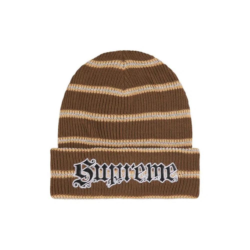 Шапки Supreme Metallic Stripe Beanie 'Brown' 1