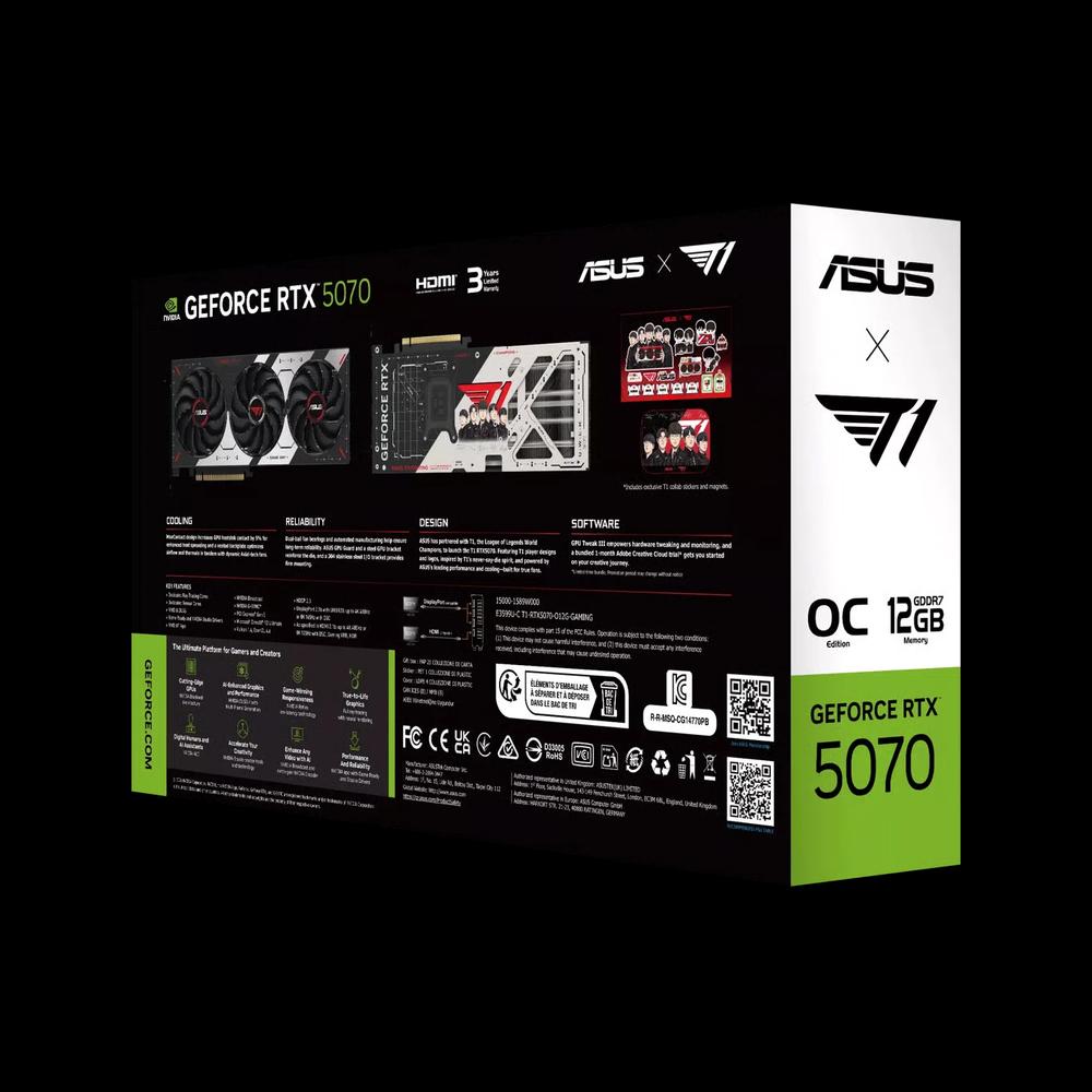 ASUS T1 GeForce RTX 5070 12GB OC видеокарта - T1 лимитированное издание 13