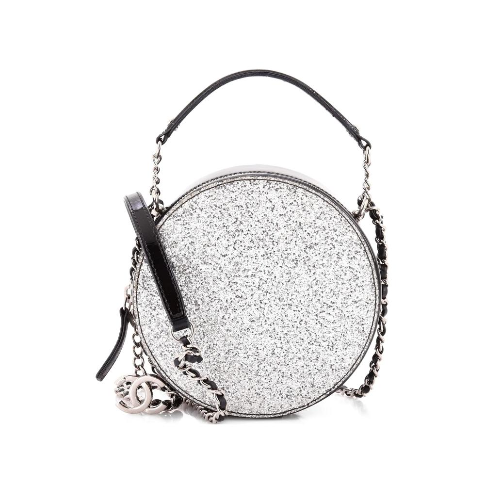 Evening On The Moon Round Evening Bag Glittered PVC with Patent Mini crossbody bag 1