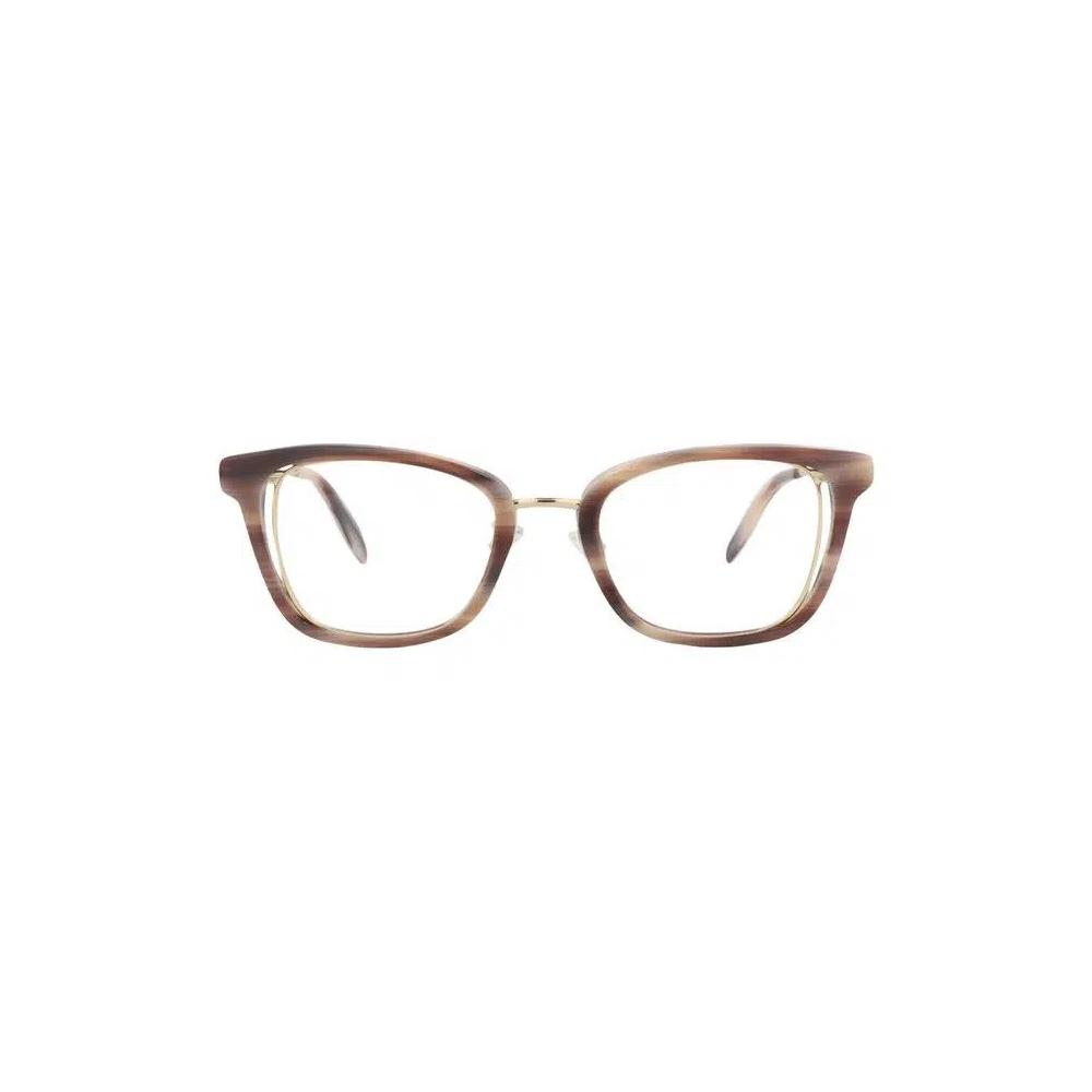 Очки Alexander McQueen Square-Frame Acetate Optical Frames «Pink Gold Transparent» 1