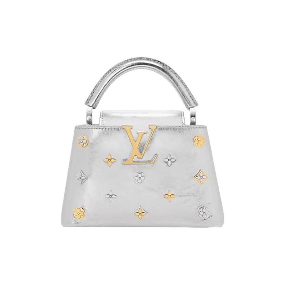 Ручки сверху Louis Vuitton Capucines Mini 'Серебряная телячья кожа' 1