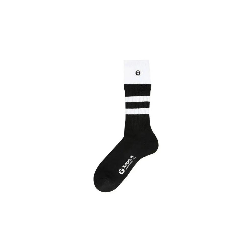 Носки и колготки AAPE Moonface Logo Striped Crew Socks 'Black' 1
