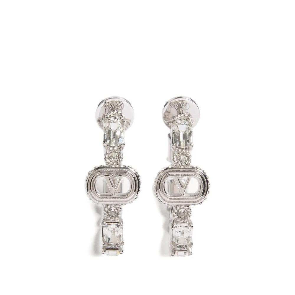 Oval metal earrings with Swarovski® crystals 1