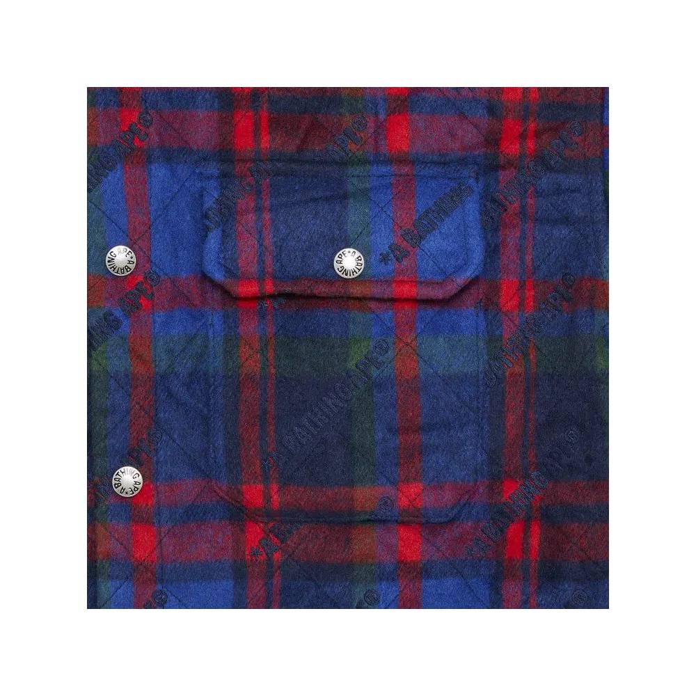 Фланелевые рубашки BAPE Logo Check Pattern Padded Flannel Shirt Jacket 'Navy' 3
