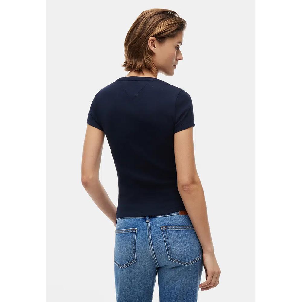 Базовое лого облегающее ребристое трикотажное футболка - Tommy Jeans 2