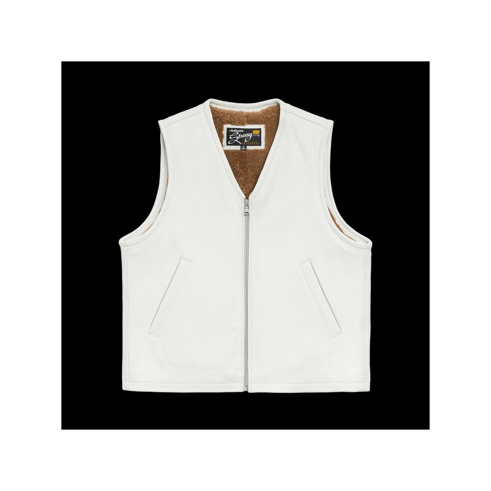 Жилеты Stussy Pile Lined Leather Vest 'Кость' 1