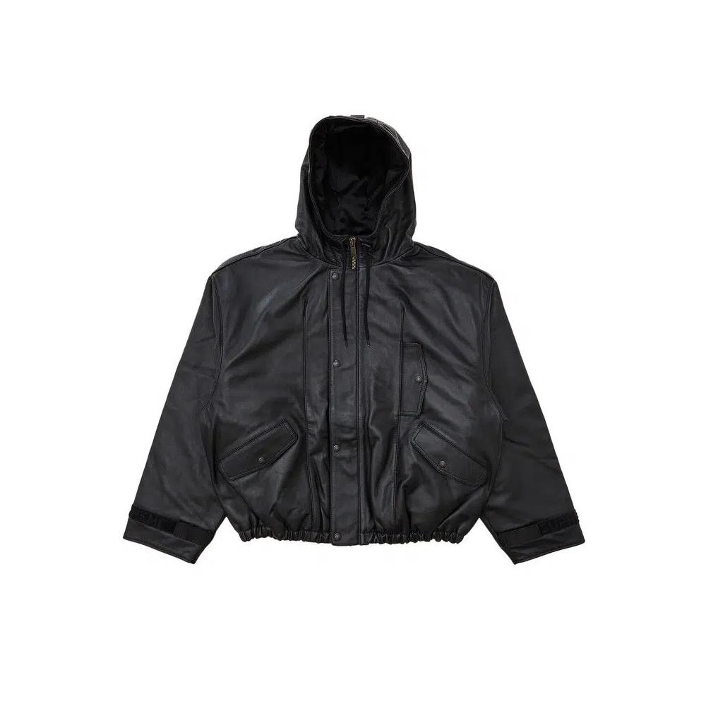 Бомберы Supreme x Martithe + Francois Girbaud Hooded Leather Flight Bomber Jacket 'Черный' 1