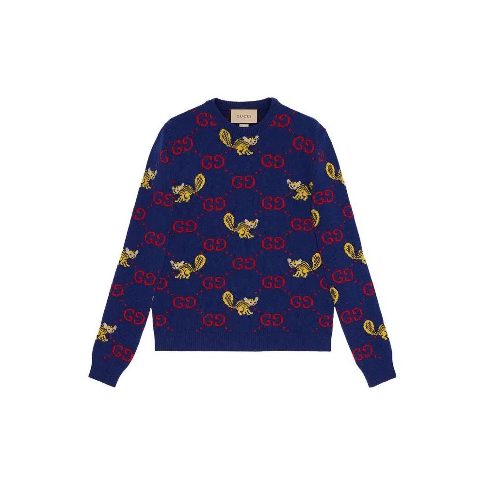 Свитера Gucci Freya Hartas Gg Animal Wool Sweater 'Чернильный' 1