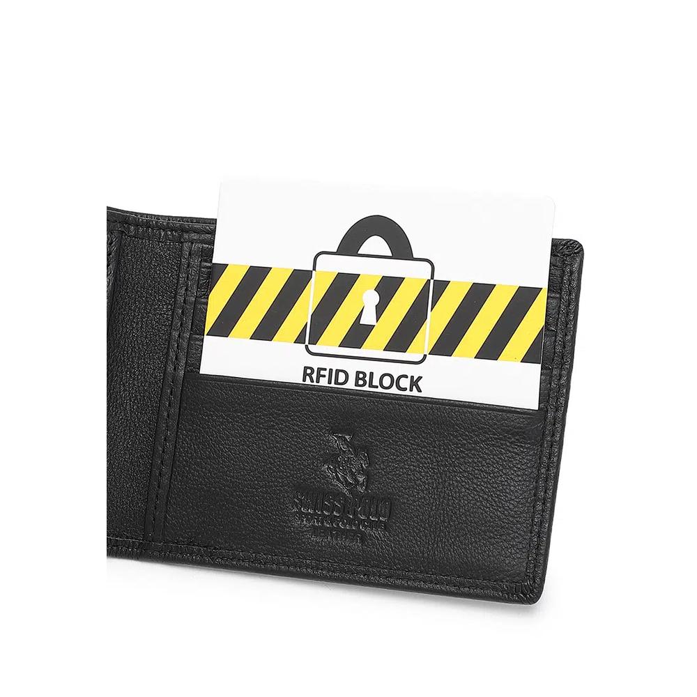 Натуральная кожа RFID Короткий кошелек - Черный 6