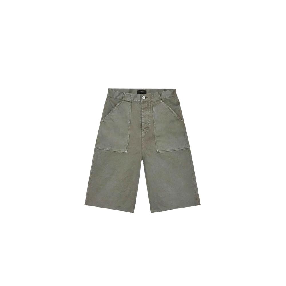 cotton-twill raw-cut shorts 2