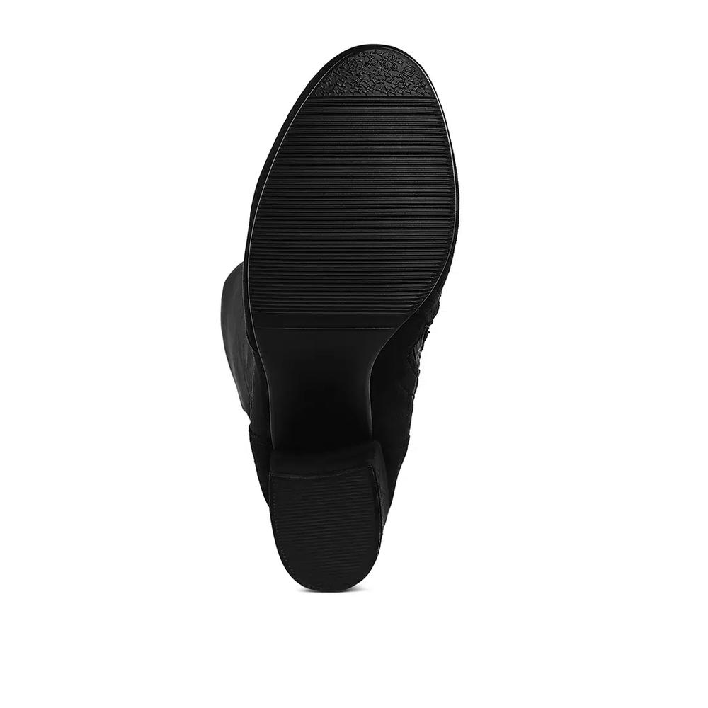 Микрофибровые сапоги до икры черные 7