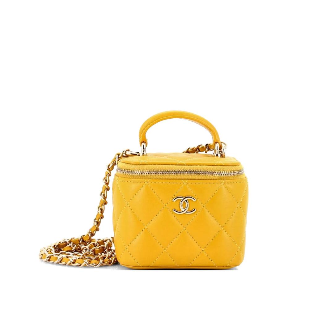 Мини-сумка через плечо Classic Top Handle Vanity Case with Chain Quilted Lambskin Mini 1