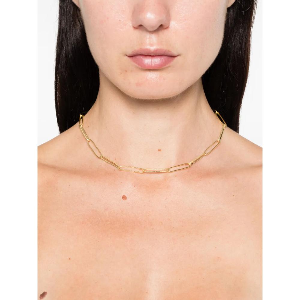 18K yellow gold hammered-link necklace 2