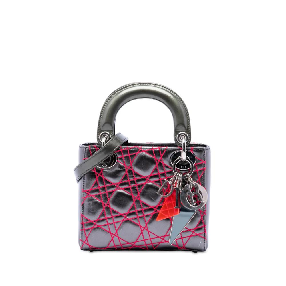 Сумка-сэтчел Anselm Reyle Mini Metallic Lambskin Cannage Lady Dior (2011 год) 1