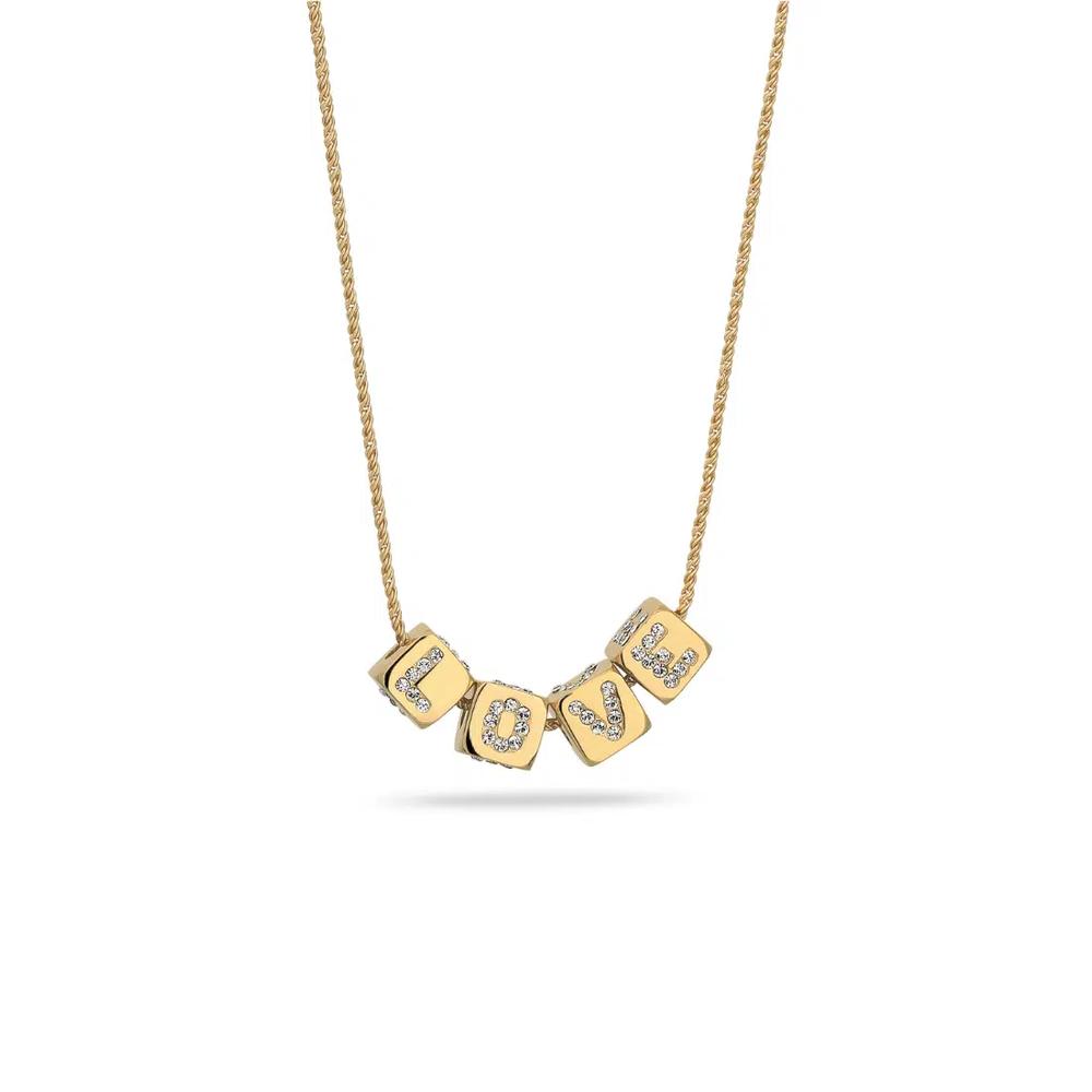 Кулон LOVE с кристаллом Swarovski® – серебро с позолотой 1