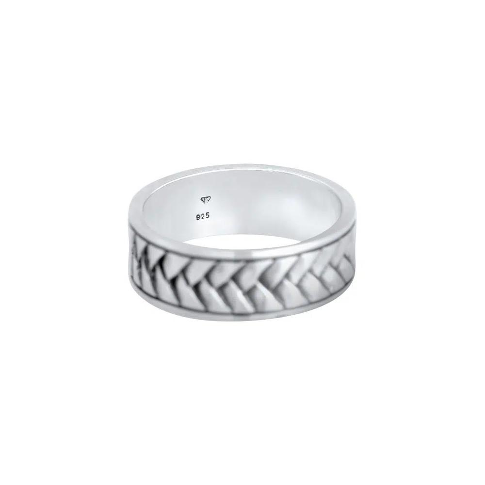 Мужское серебряное кольцо-банд Herringbone, оксидированное 3