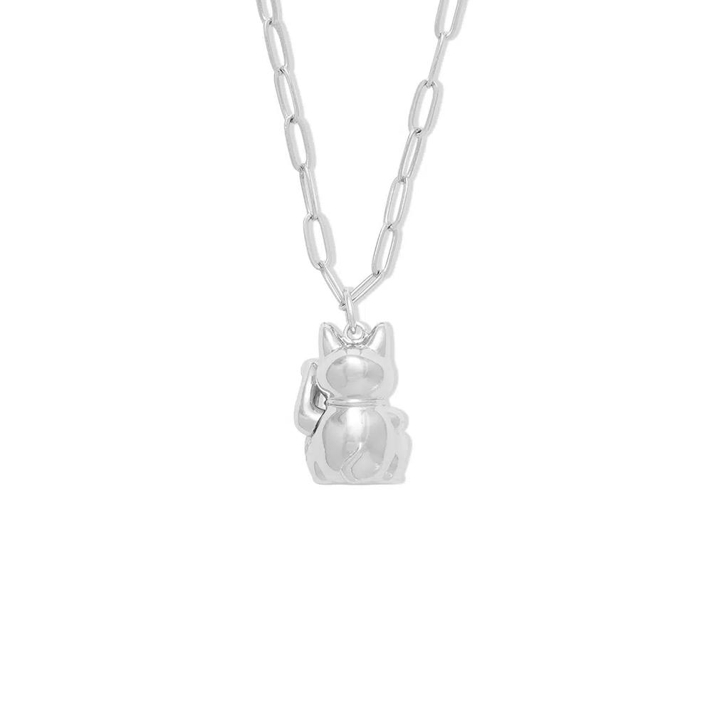 Серебряное колье «Кот удачи» 5