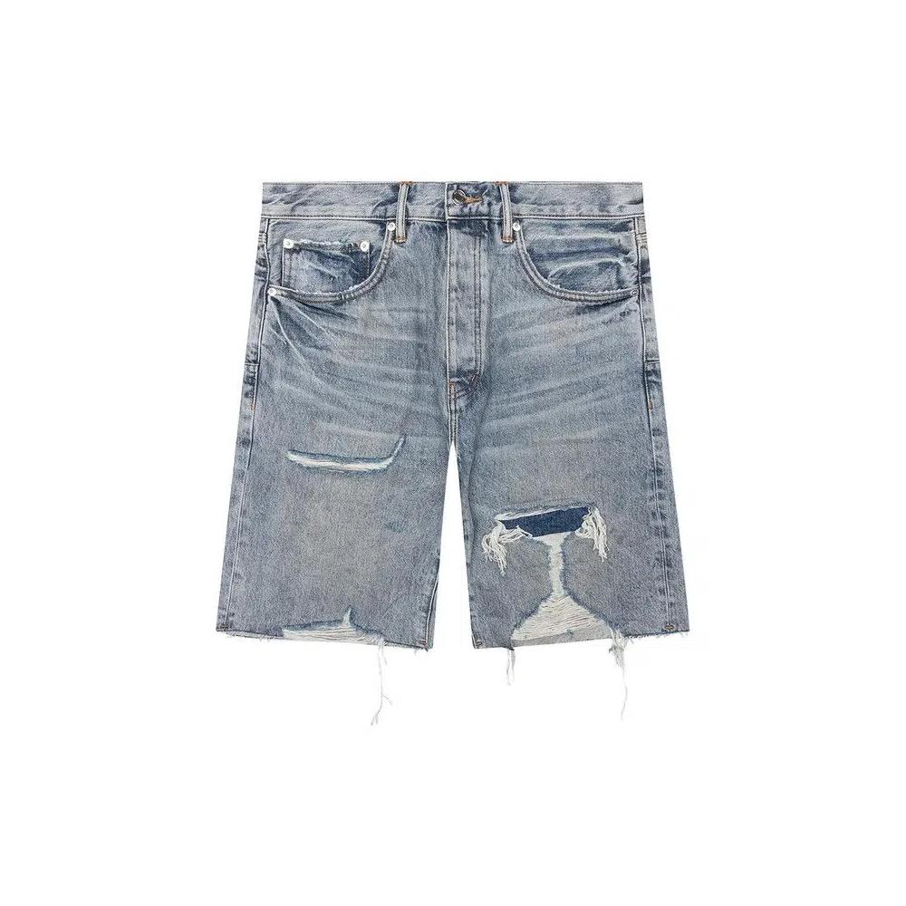 Шорты PURPLE BRAND Faros Rip Patched Shorts 'Light Indigo' 1