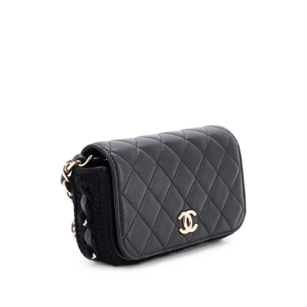 CC Flap Phone Holder with Chain Quilted Lambskin with Crochet Detail crossbody bag 3