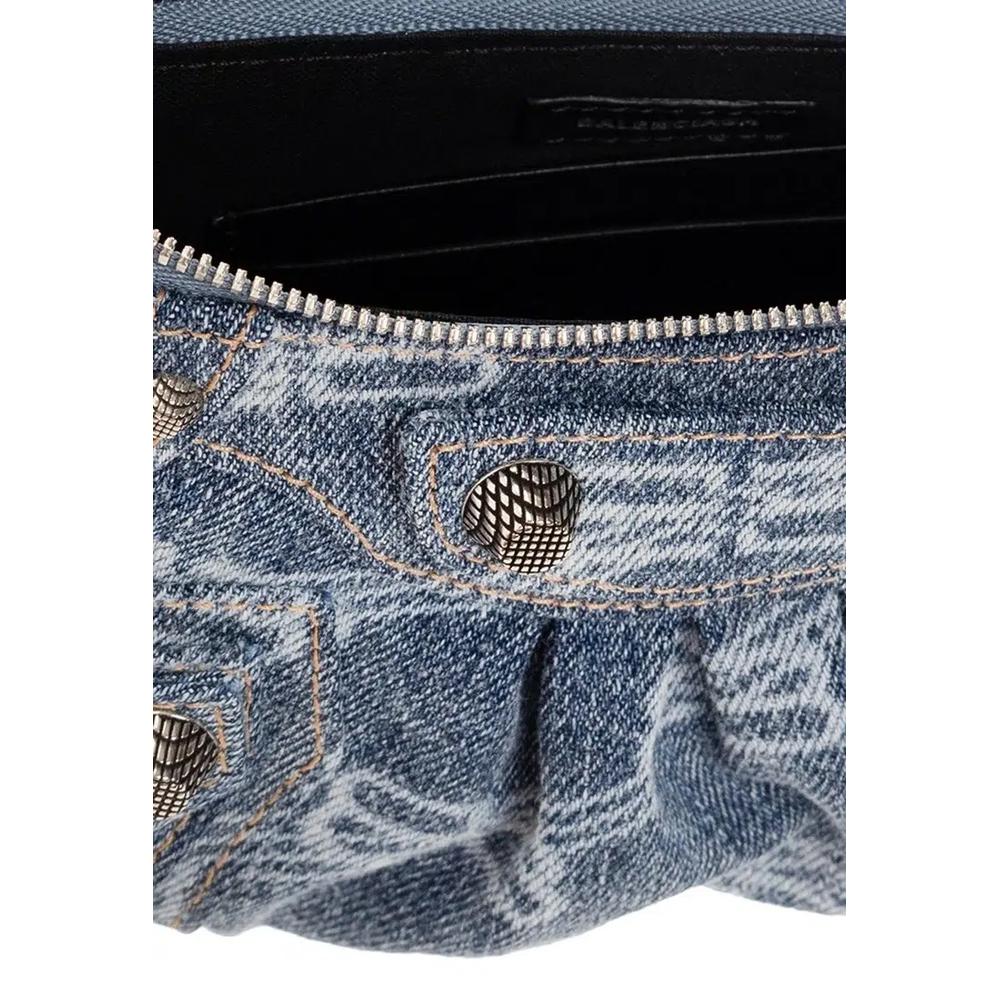 Мини-сумка через плечо Le Cagole с цепочкой BB Monogram из денима 4