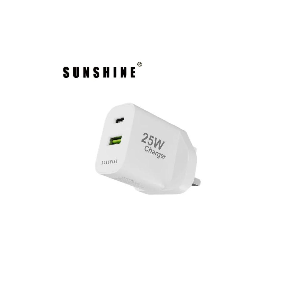 SunShine 2-портовый 1C1A настенное зарядное устройство 25 Вт 3