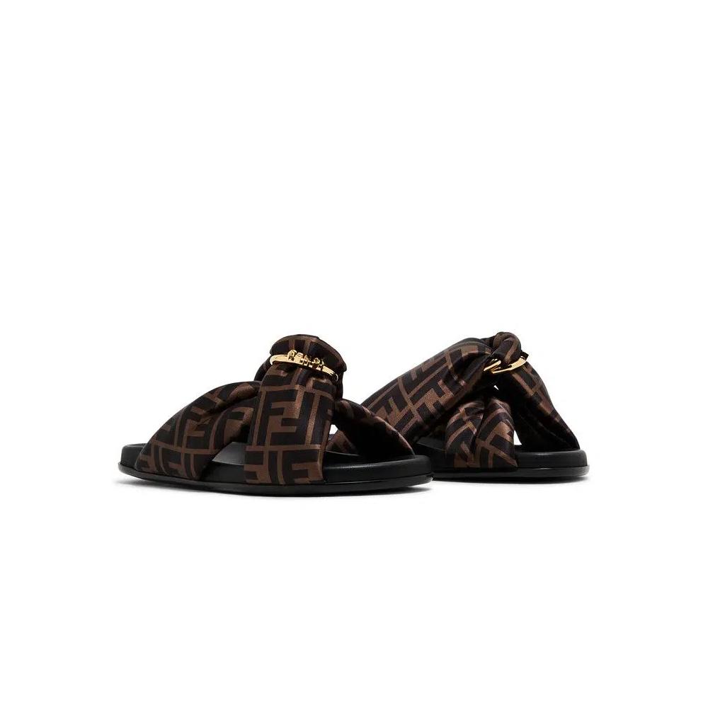 Слайды Fendi Wmns Feel FF Satin Slide 'Brown' 8