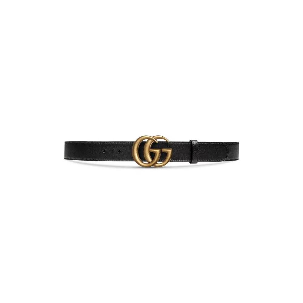 Ремни Gucci Leather Double G Slim Belt 'Black' 1