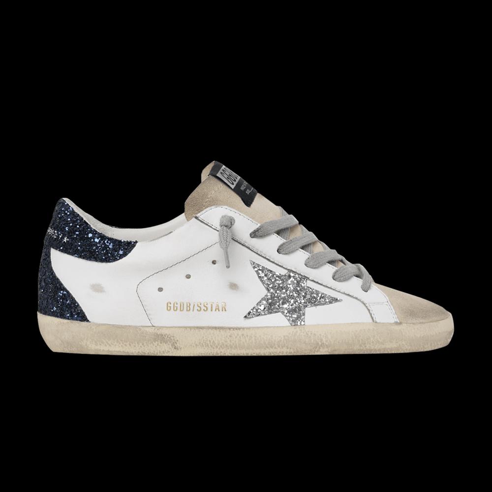 Кроссовки Golden Goose Wmns Superstar «Белый серебристо-синий глиттер» 1