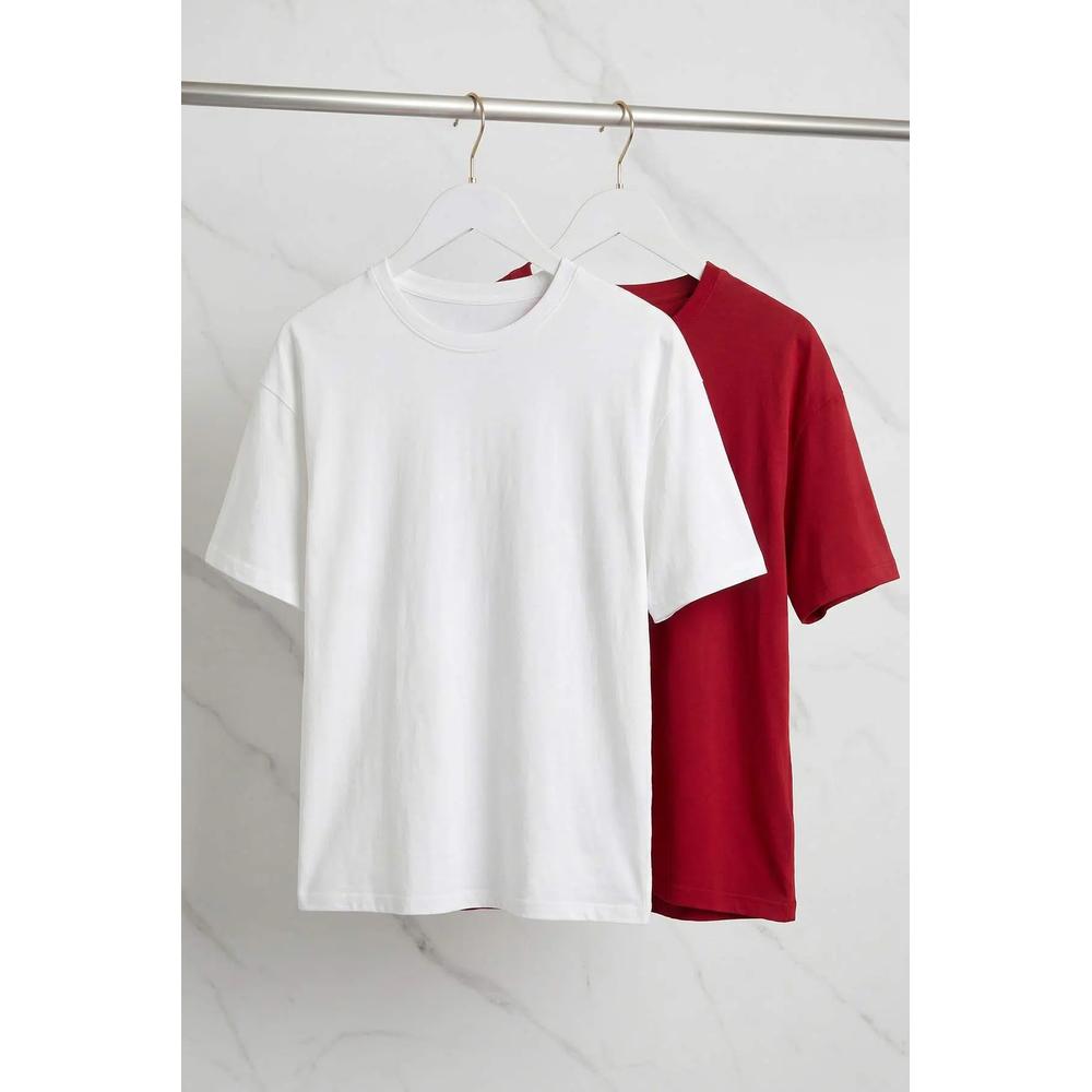Красно-белая футболка oversize/свободного кроя, 100% хлопок Tmnss24Ts00038 6