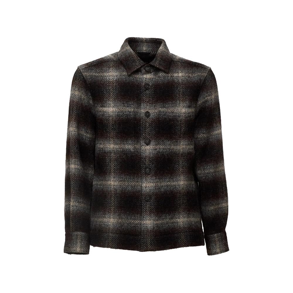 Moon check-pattern wool shirt 1