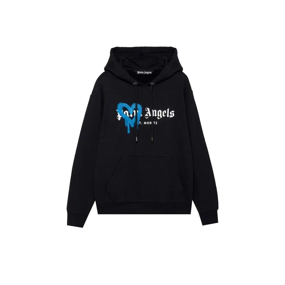 Худи Palm Angels St. Moritz Heart Sprayed Hoodie 'Black/Blue' 1