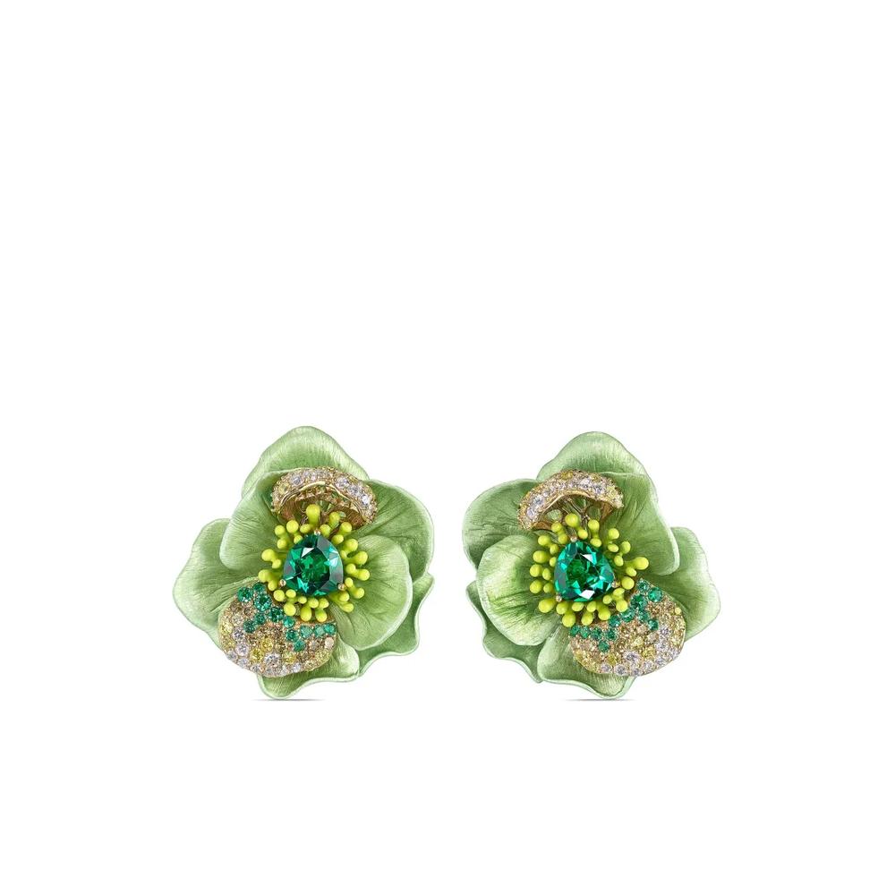 Серьги Citrus Bloom из желтого золота с камнями 1