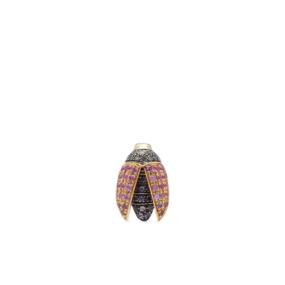 Серьга Mini Scarab из желтого золота с бриллиантами и сапфирами 1