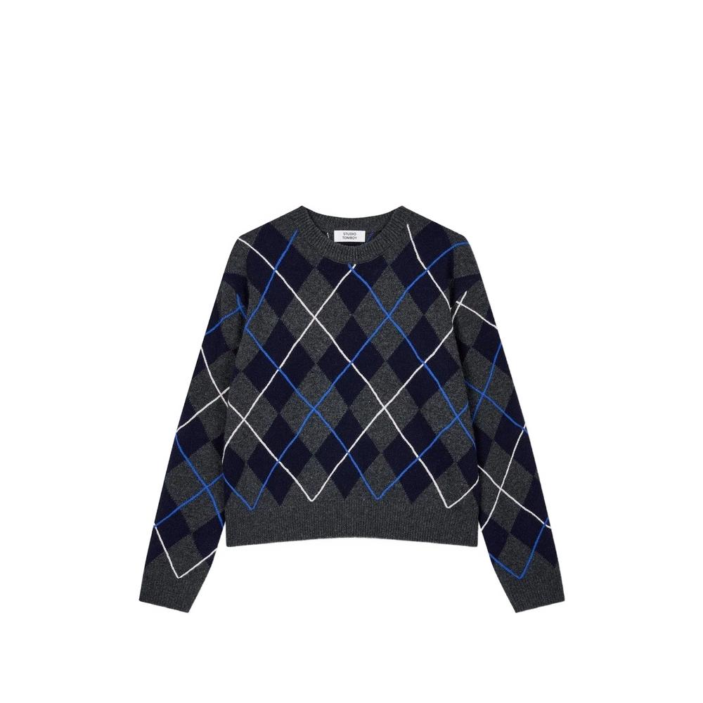 argyle-pattern sweater 1