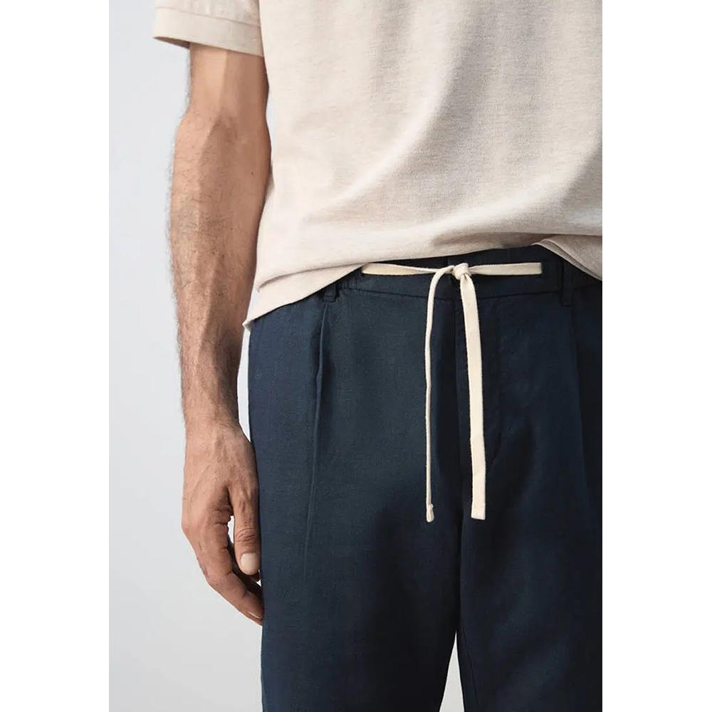 Укороченные льняно-хлопковые брюки Slim Fit 3