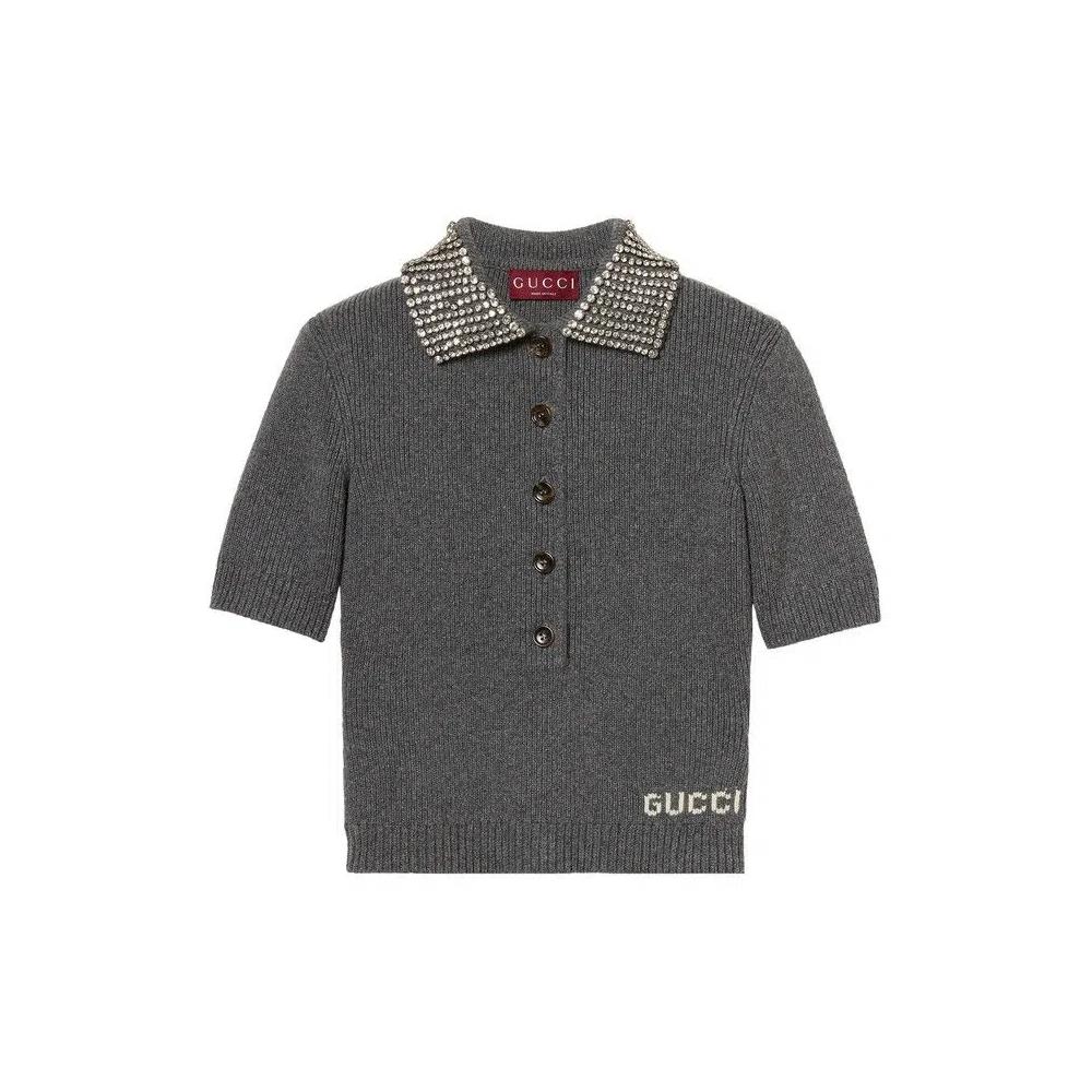 Поло Gucci Rib Wool Polo Top 'Charcoal Grey' 1