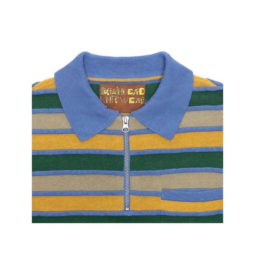 Поло Brain Dead Lifted Stripe Half Zip Shirt 'Yellow Multicolor' 3
