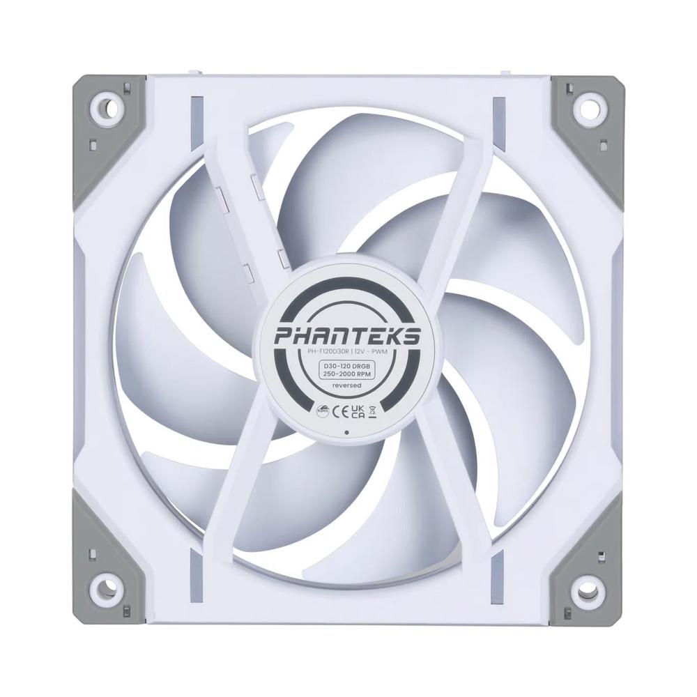 Phanteks D30 120мм PWM Reversed D-RGB обратный вентилятор - White белый (Single Pack одиночный) 5