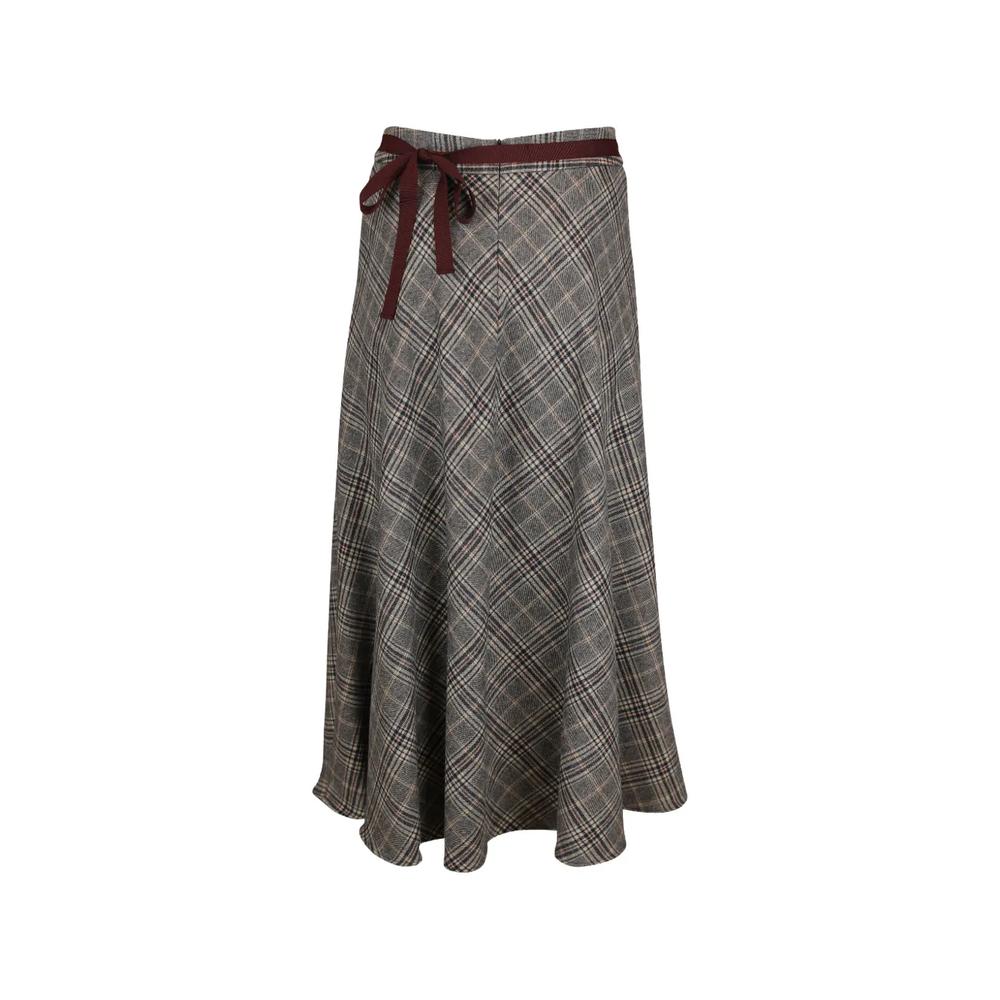 checked virgin wool midi skirt 2