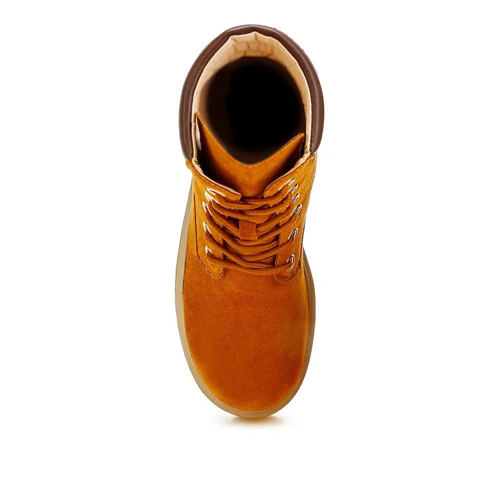 Высокие ботинки из натуральной замши цвета загара 6