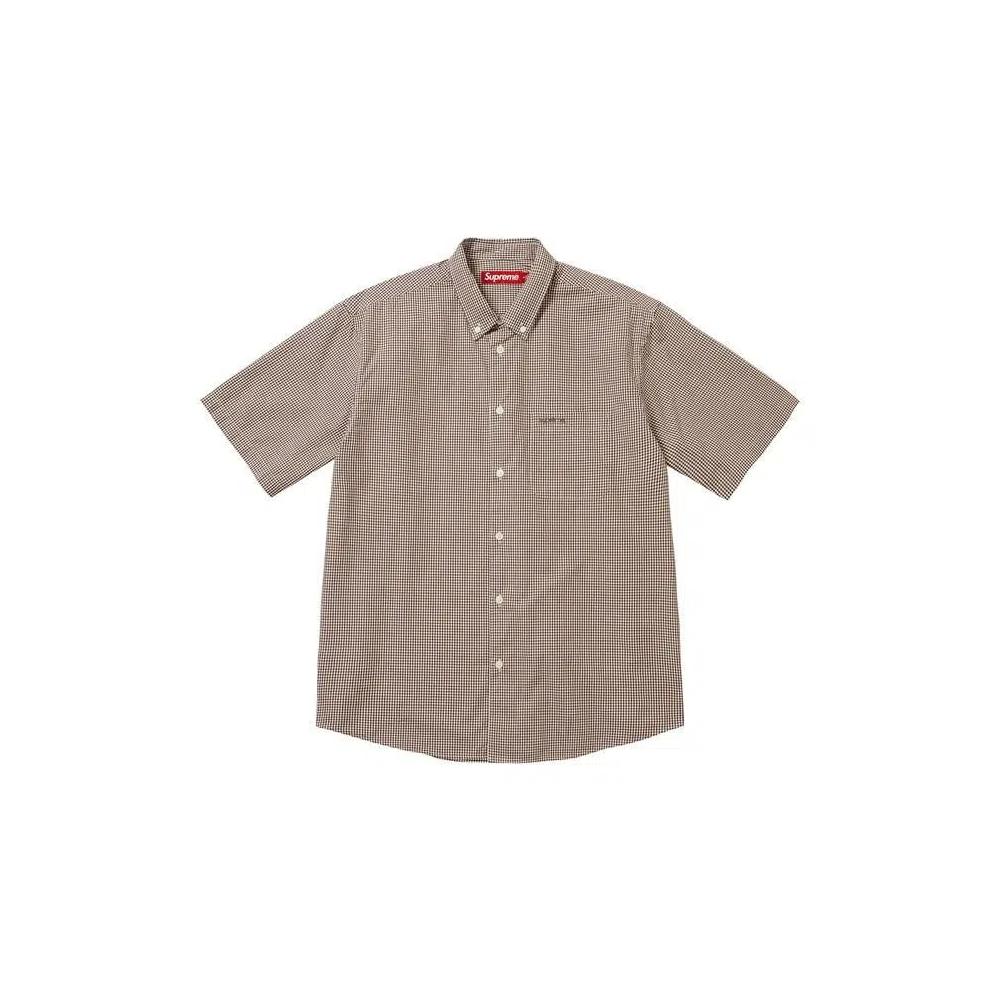 Рубашки и топы Supreme Gingham Short-Sleeve Shirt 'Коричневый' 1