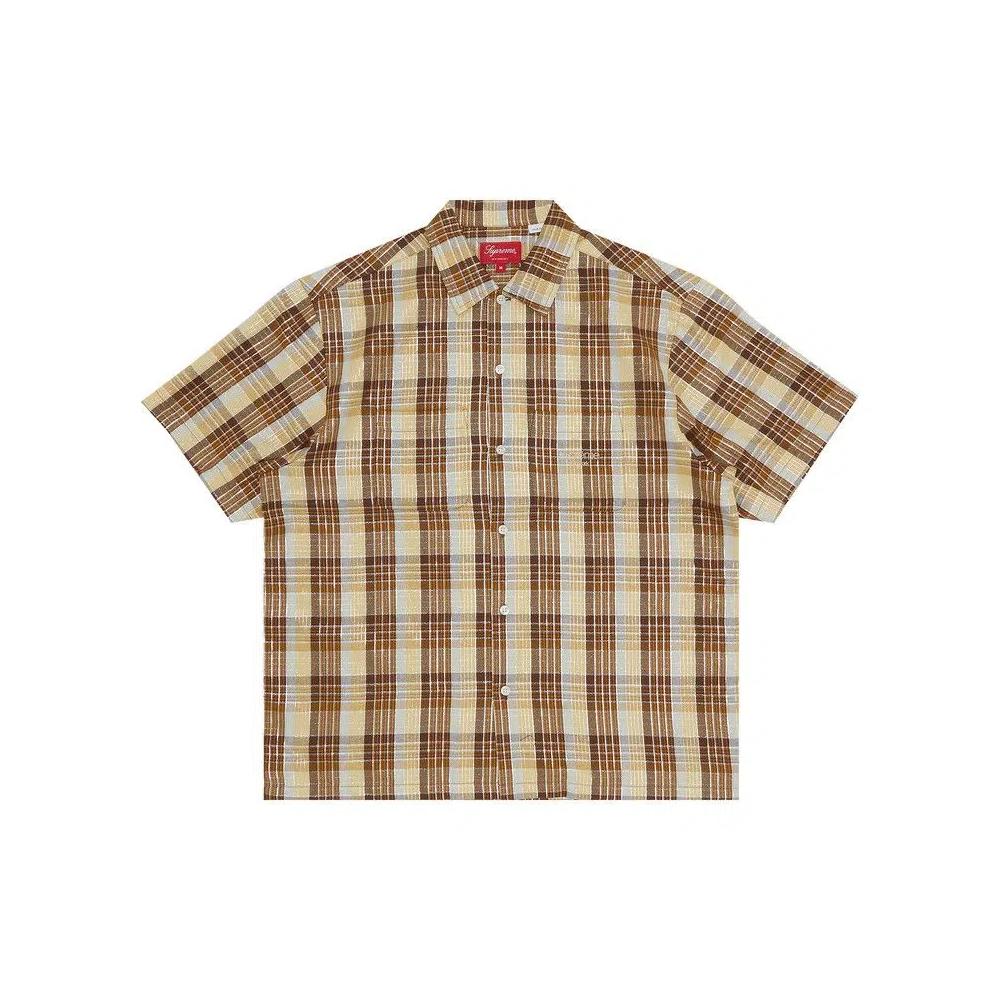 Рубашки на пуговицах Supreme Metallic Plaid Short-Sleeve Shirt 'Коричневый' 1