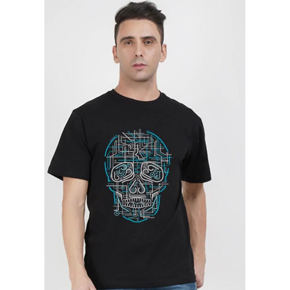 Футболка базового кроя с коротким рукавом и графическим принтом Electric Skull Black 1