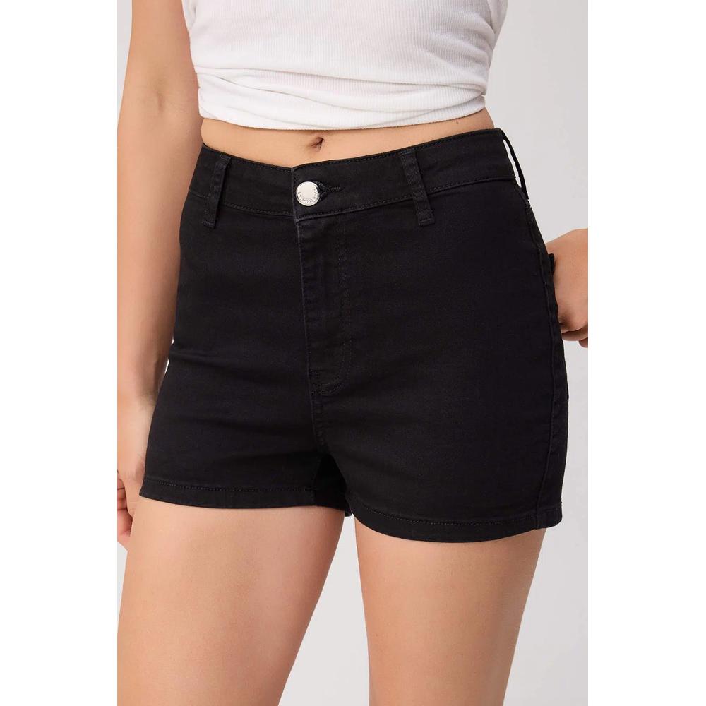 Черные суперэластичные высокие мини-шорты из денима Twoss26Sr00267 3